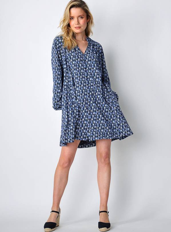 BURGS Sands Womens Button Front Mini Swing Dress Navy 16