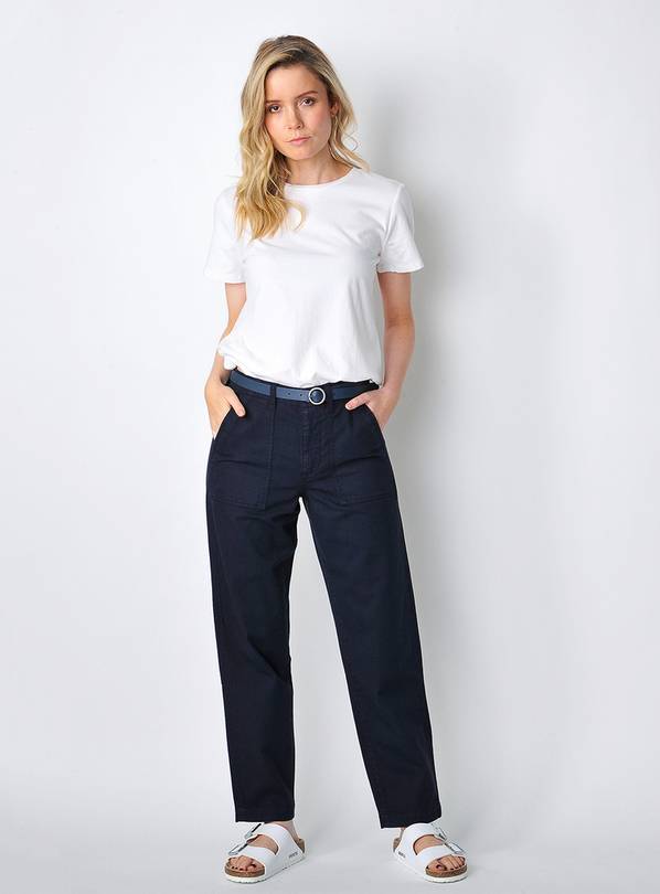 BURGS Cambourne Womens Straight Leg Chino Trousers Navy 14