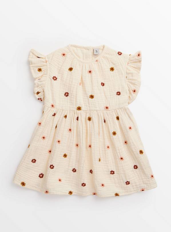 White Embroidered Short Sleeve Dress 1-2 years
