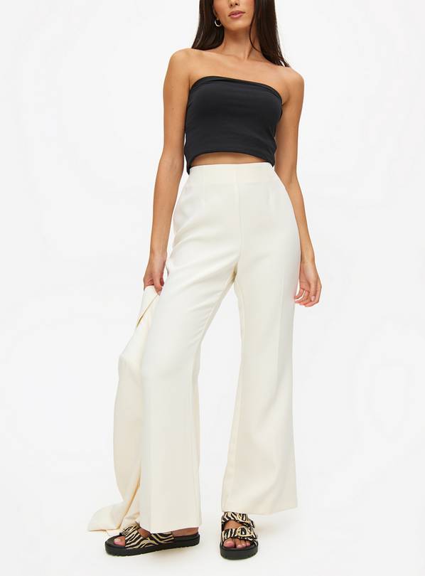 Cream Wide Leg Flare Coord Trousers 20L