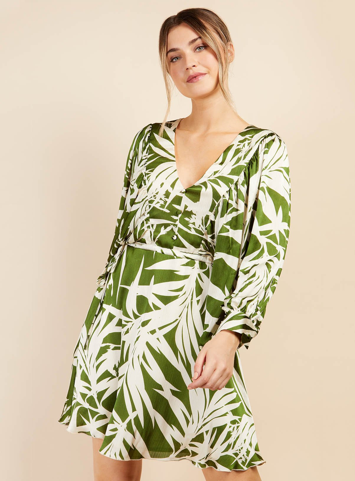 VOGUE WILLIAMS Green Print Mini Dress 14 - Image 2 thumbnail
