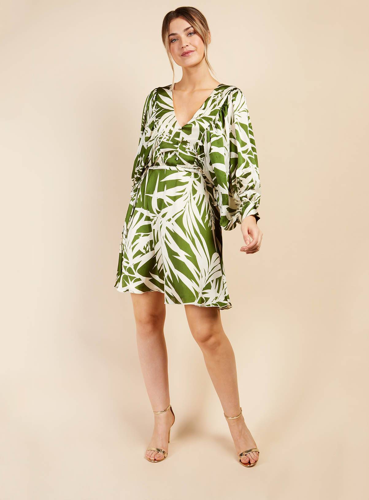 VOGUE WILLIAMS Green Print Mini Dress 14 - Image 3