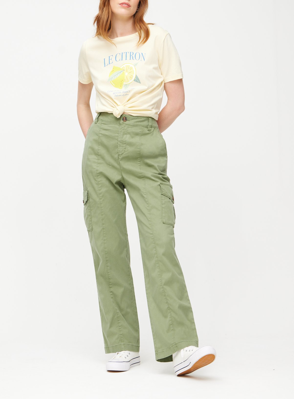Khaki Tea Dye Cargo Trousers 20L - Image 1 thumbnail