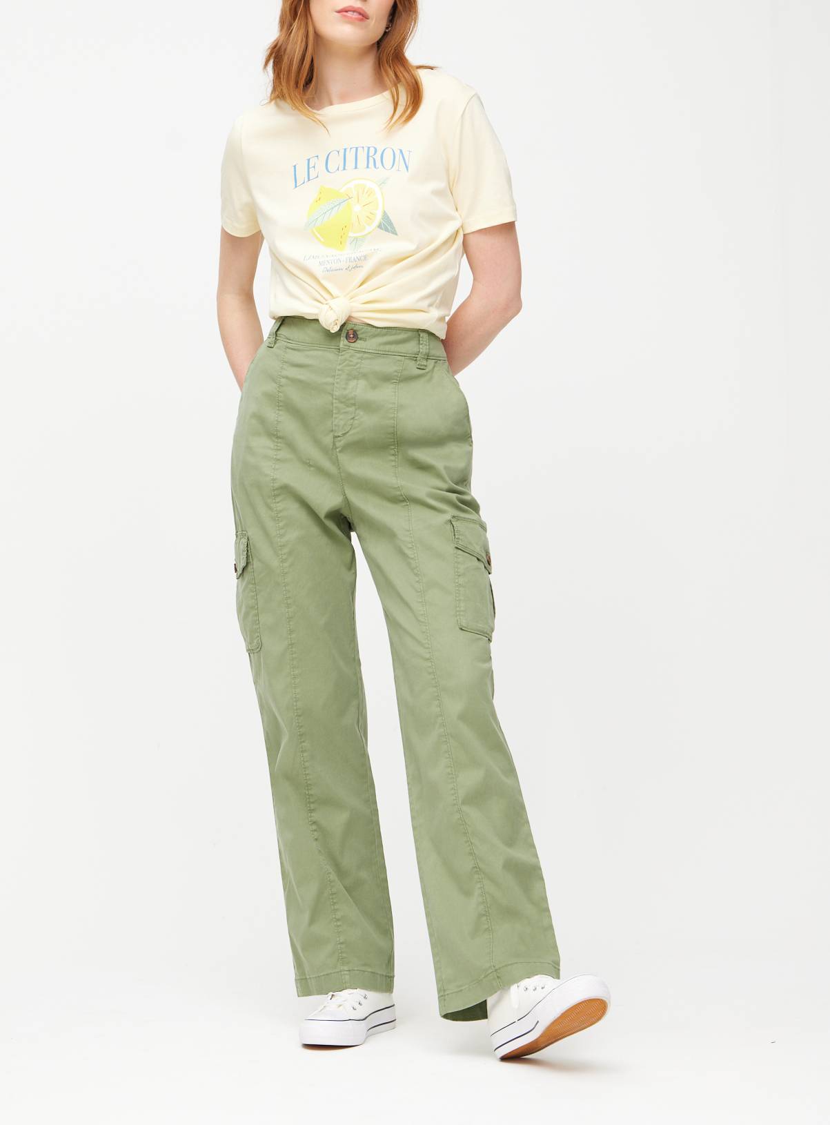 Khaki Tea Dye Cargo Trousers 20L - Image 1