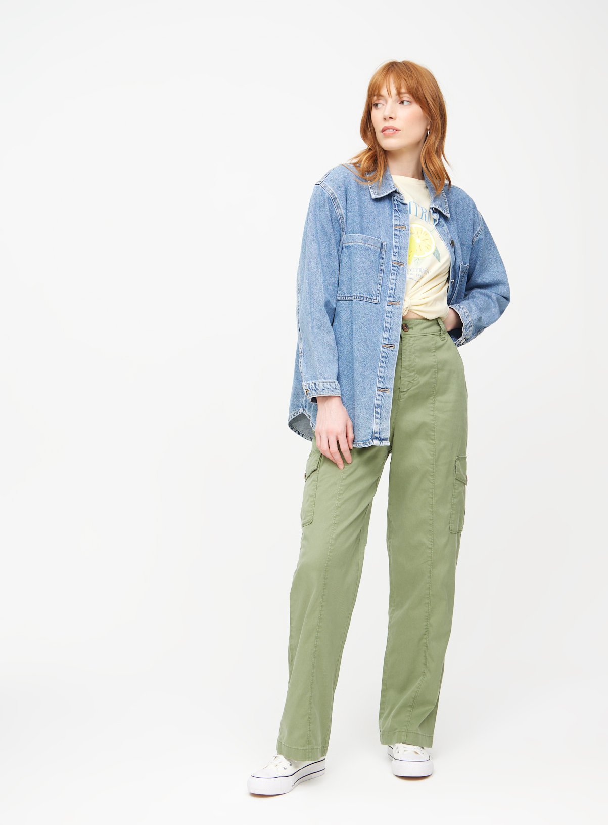 Khaki Tea Dye Cargo Trousers 20L - Image 2 thumbnail