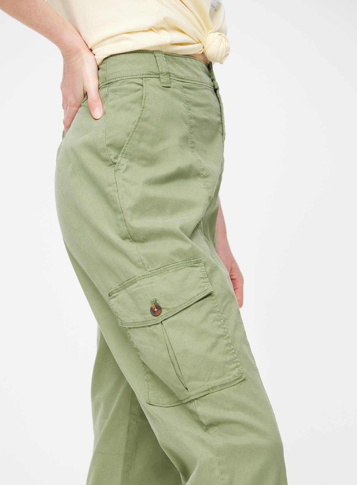 Khaki Tea Dye Cargo Trousers 20L - Image 3