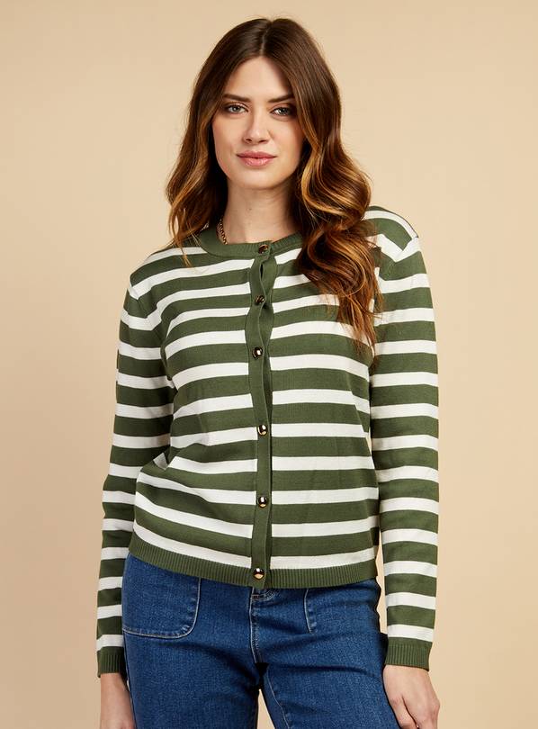 VOGUE WILLIAMS Khaki Stripe Cardigan M