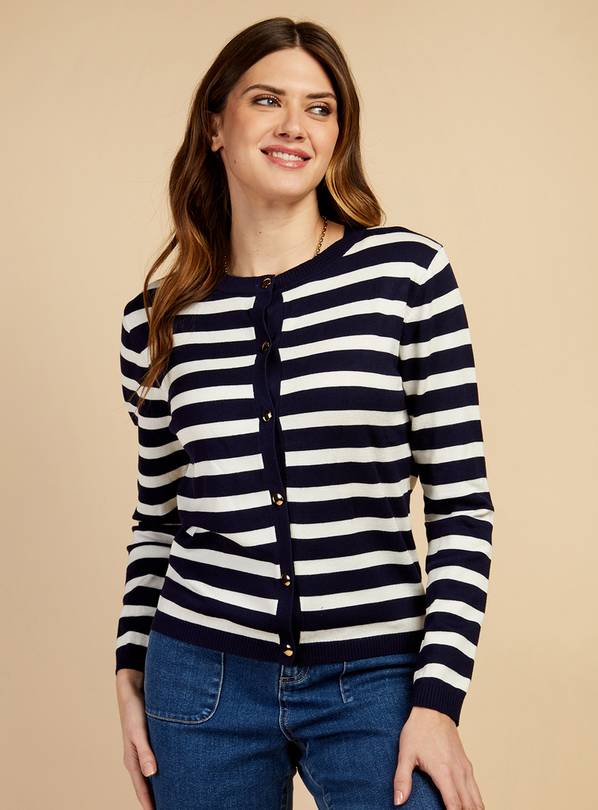 VOGUE WILLIAMS Navy Stripe Cardigan XL