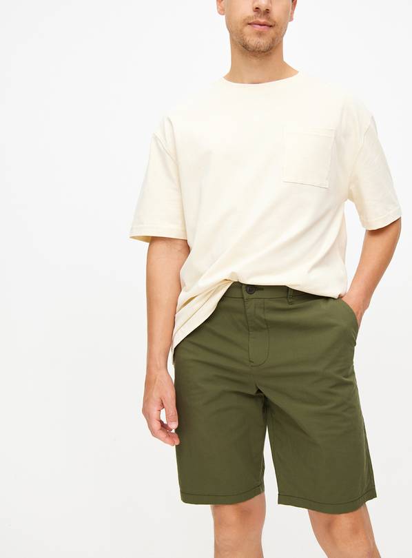 Khaki Poplin Shorts 34