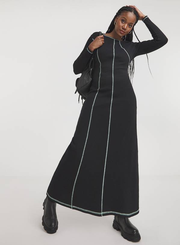 SIMPLY BE Long Sleeve Exposed Seam Midaxi Dress 16