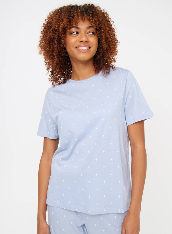 Blue Diamond Print Coord Pyjama Top M