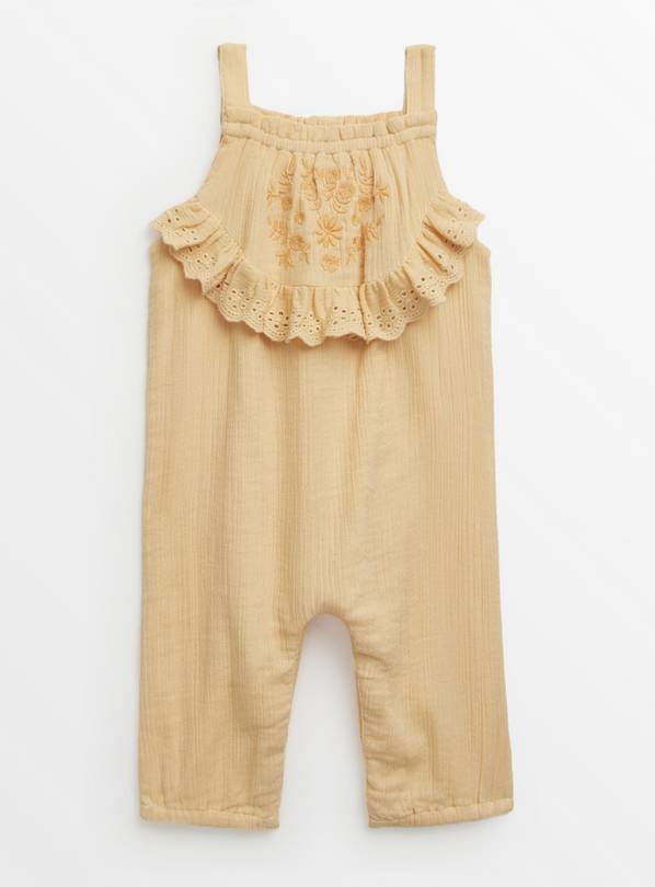 Peach Double Cloth Embroidered Romper 6-9 months