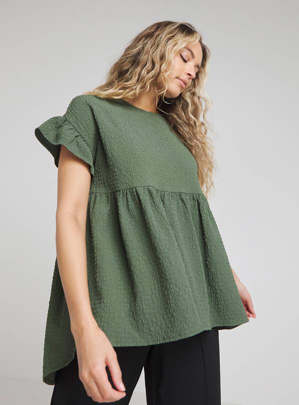 SIMPLY BE Short Frill Sleeve Textured Smock Top 24