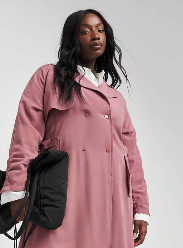 Long pink trench clearance coat