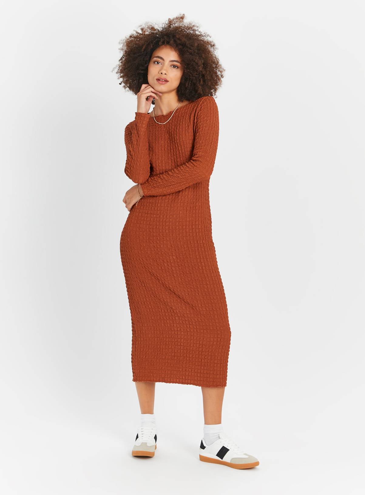 Chestnut Bubble Textured Column Dress 8 - Image 1