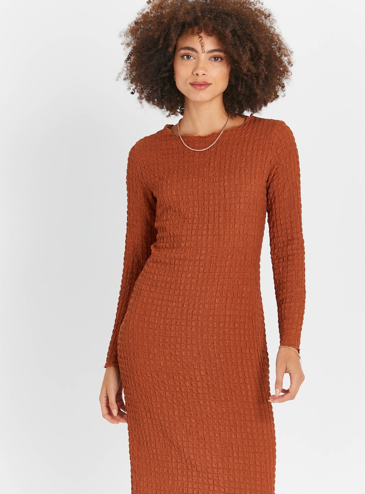 Chestnut Bubble Textured Column Dress 8 - Image 2