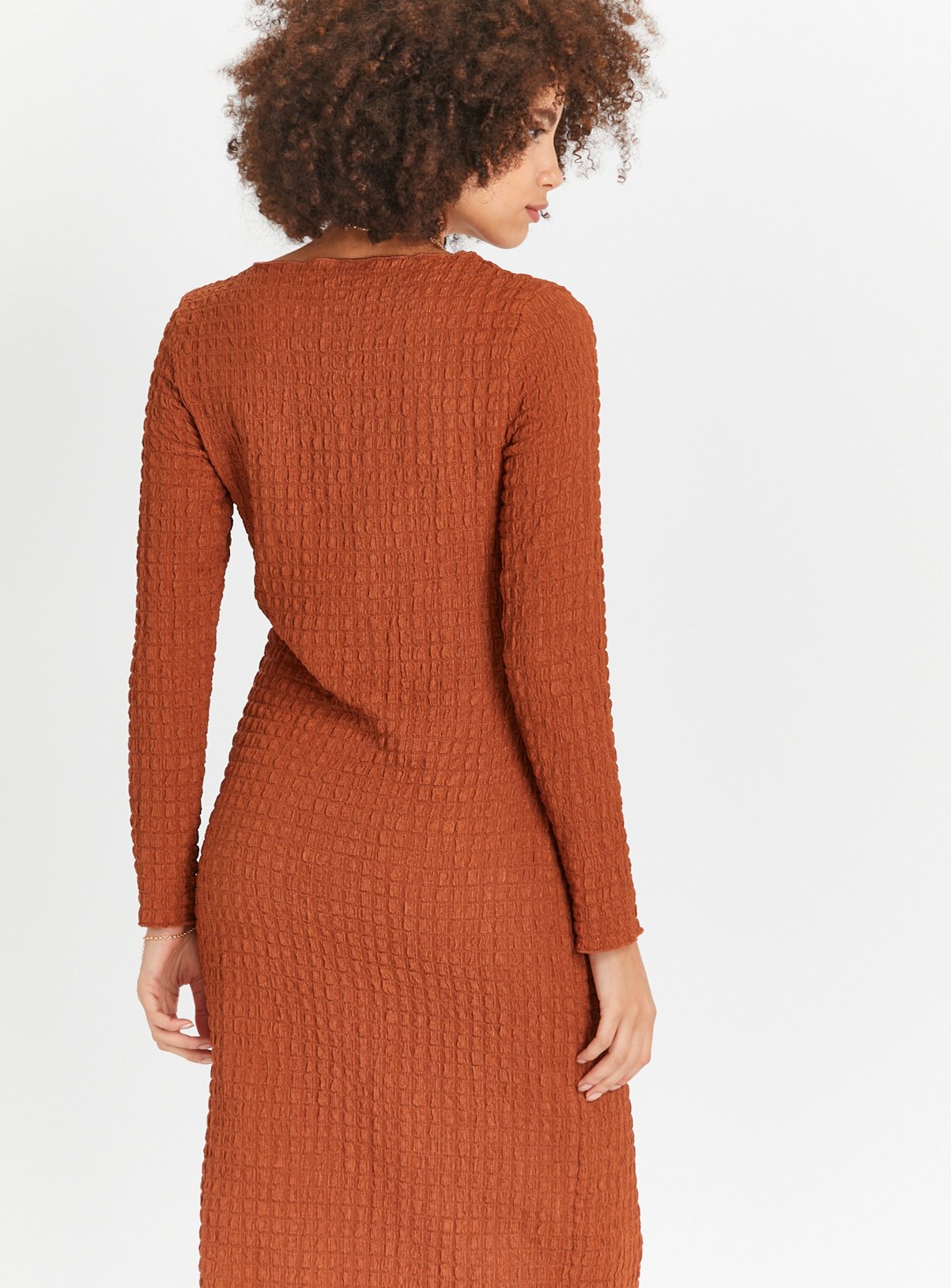 Chestnut Bubble Textured Column Dress 8 - Image 4 thumbnail