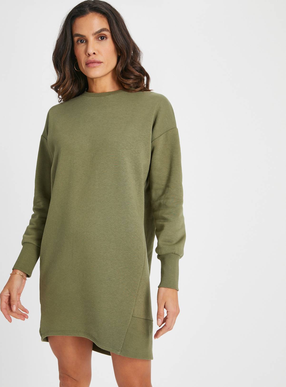 Khaki Panel Sweat Dress M - Image 1