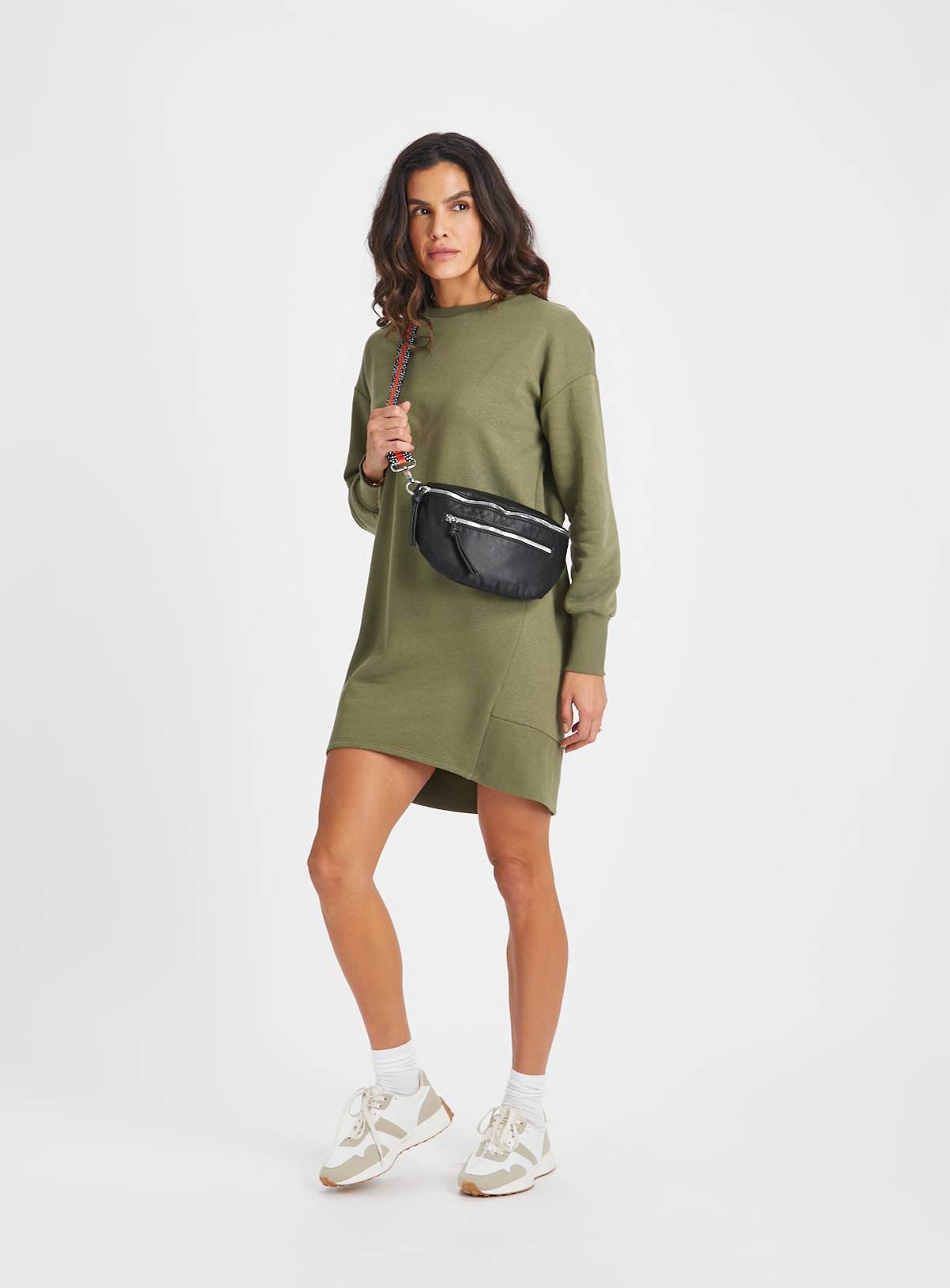 Khaki Panel Sweat Dress M - Image 2