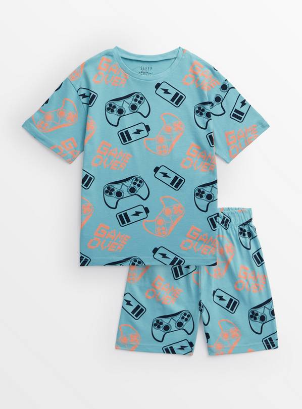 Blue Gaming Print Shortie Pyjamas 10-11 years