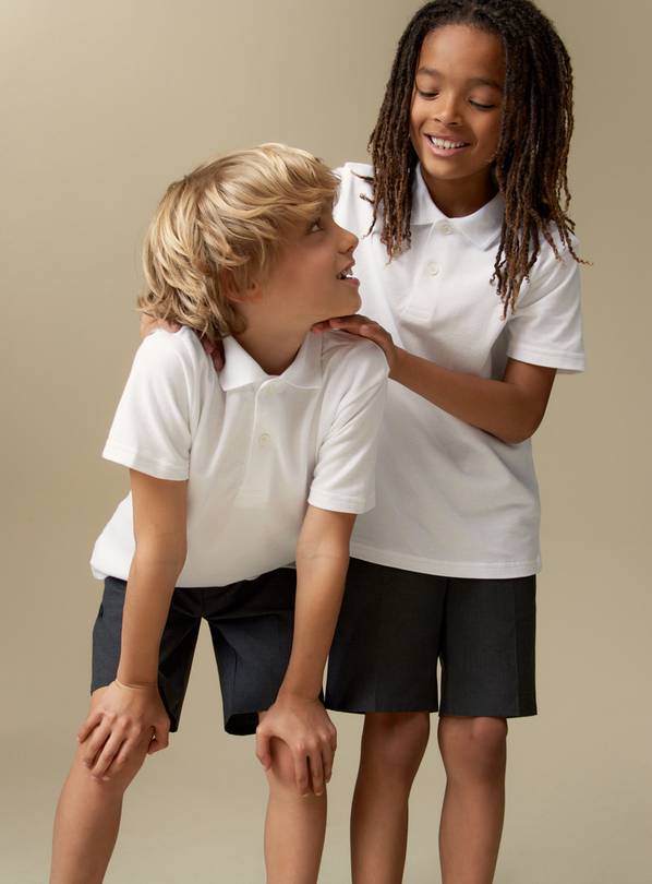 White Unisex Perfect White Polo Shirt 2 Pack 6 years
