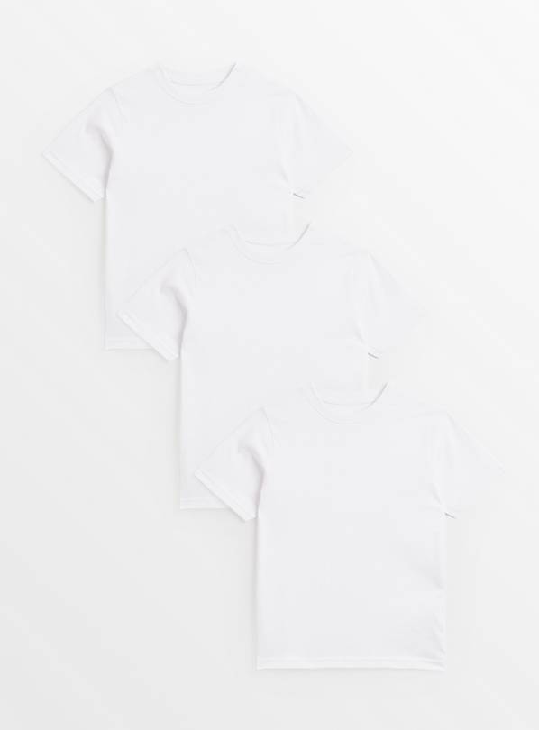 3 Pack Unisex Short Sleeve Crew Neck White Tees  16 years