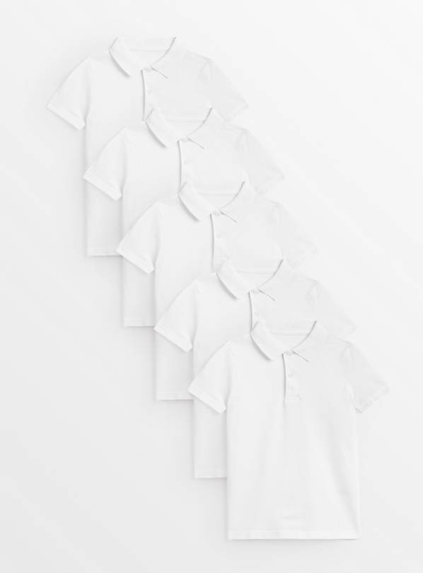 5 Pack Unisex White Polo Shirts 4 years