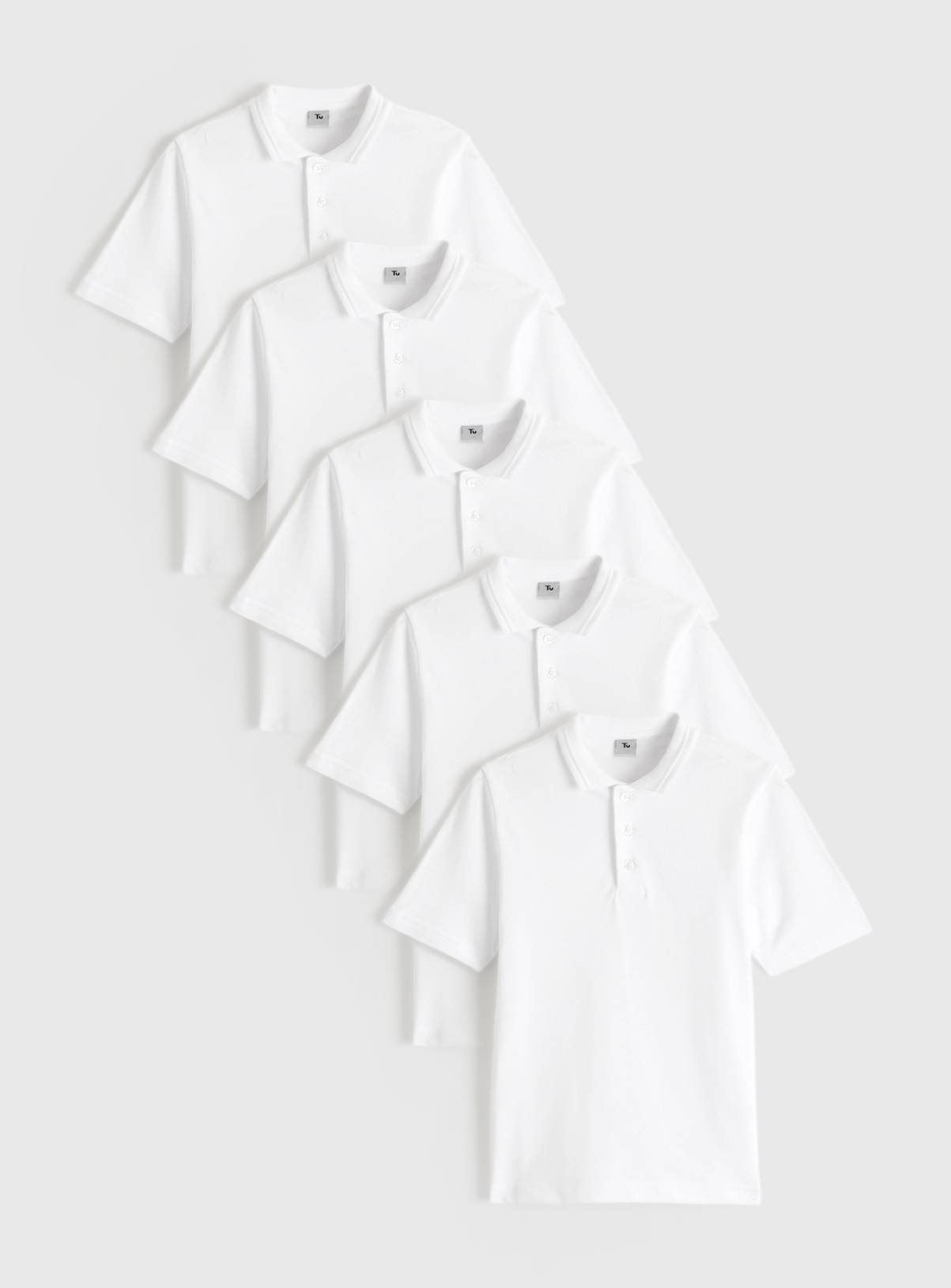 White Cotton Piqué Unisex Polo Shirts 5 Pack 4 years - Image 1