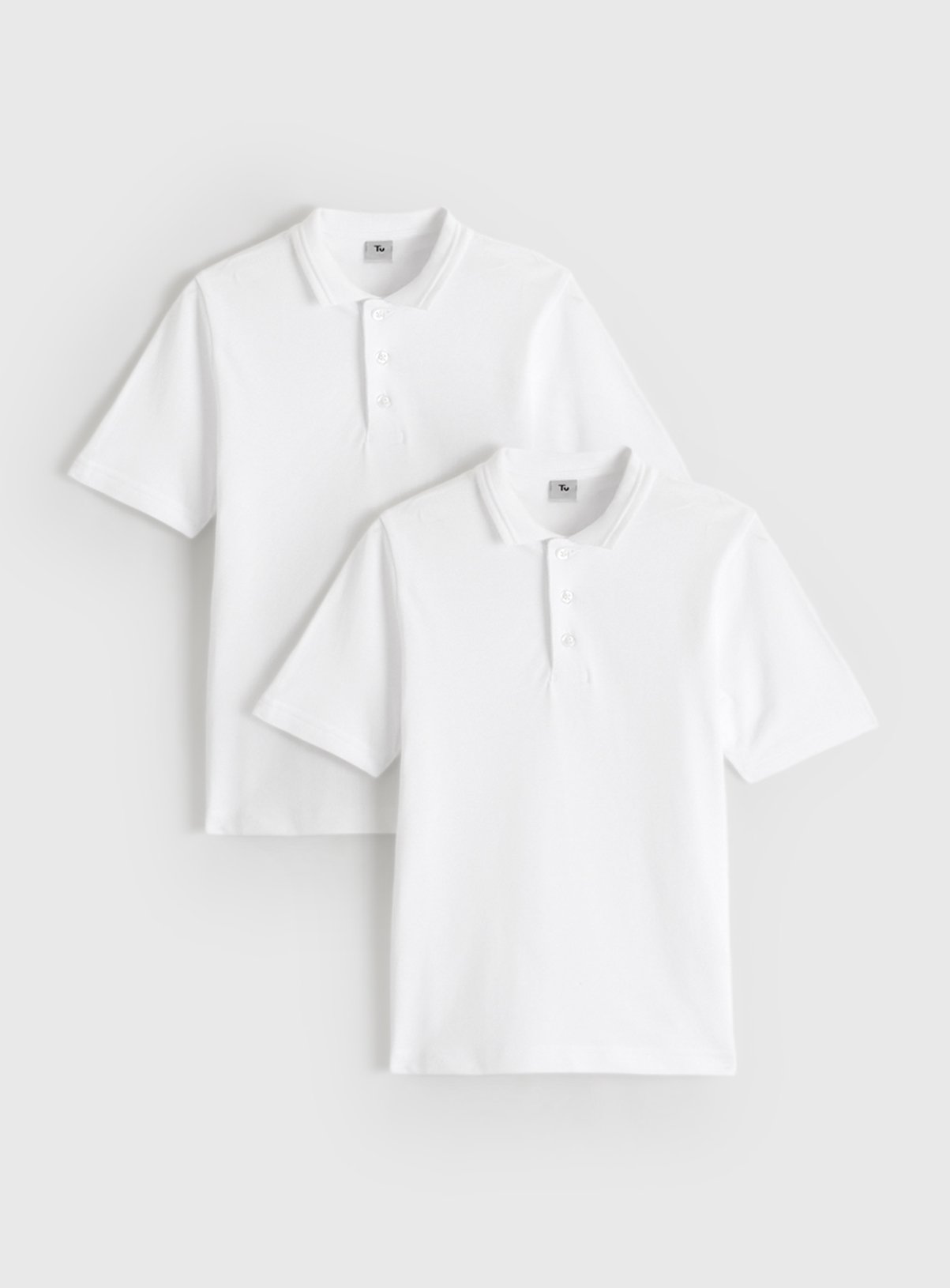 White 2 Pack Unisex White Slim Fit Polo Shirts (6 Years) - Tu by Sainsbury's