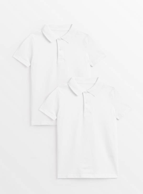 2 Pack Unisex White Slim Fit Polo Shirts 5 years