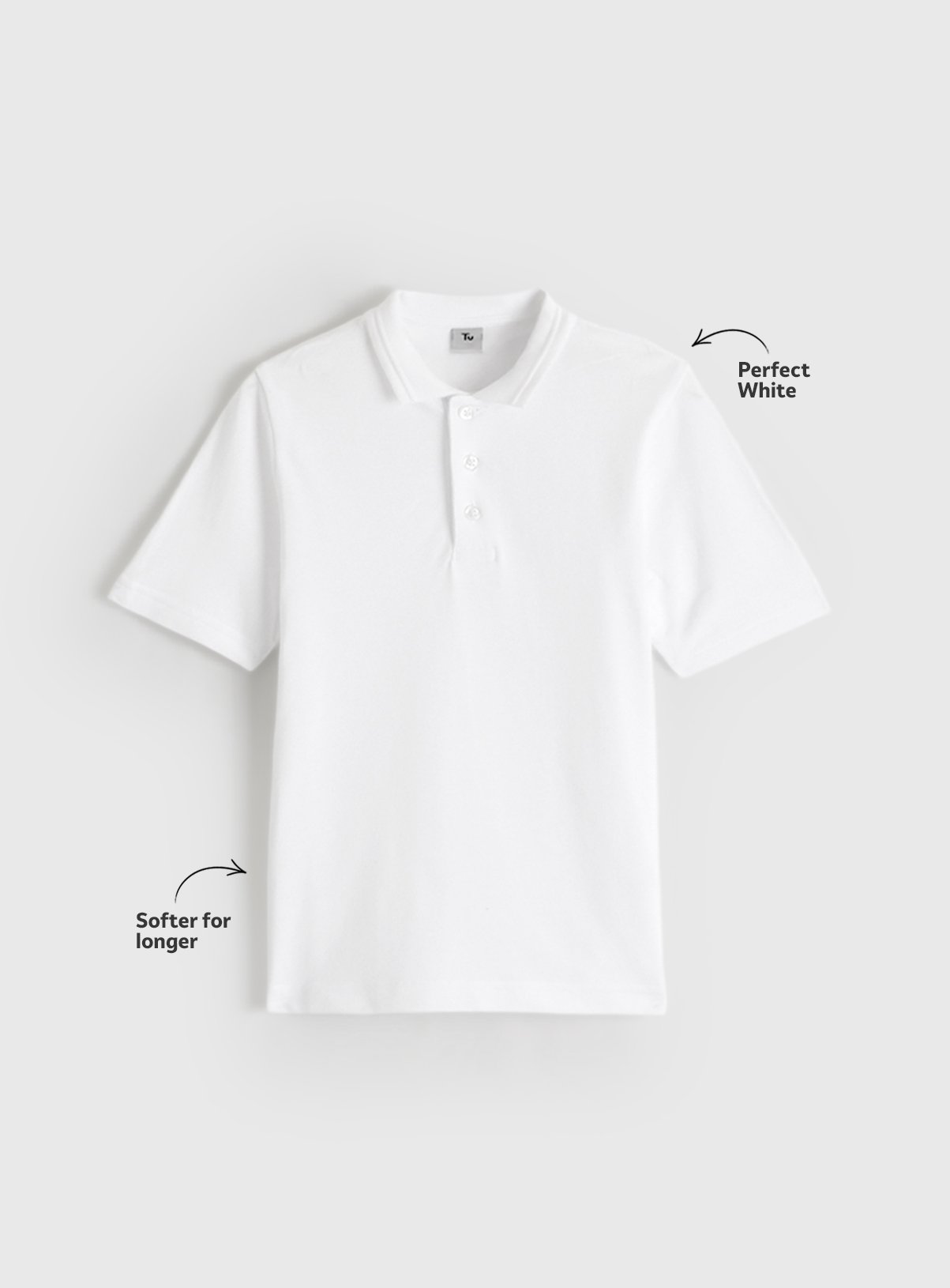 White Cotton Slim Fit Polo Shirts 2 Pack 14 years - Image 2 thumbnail
