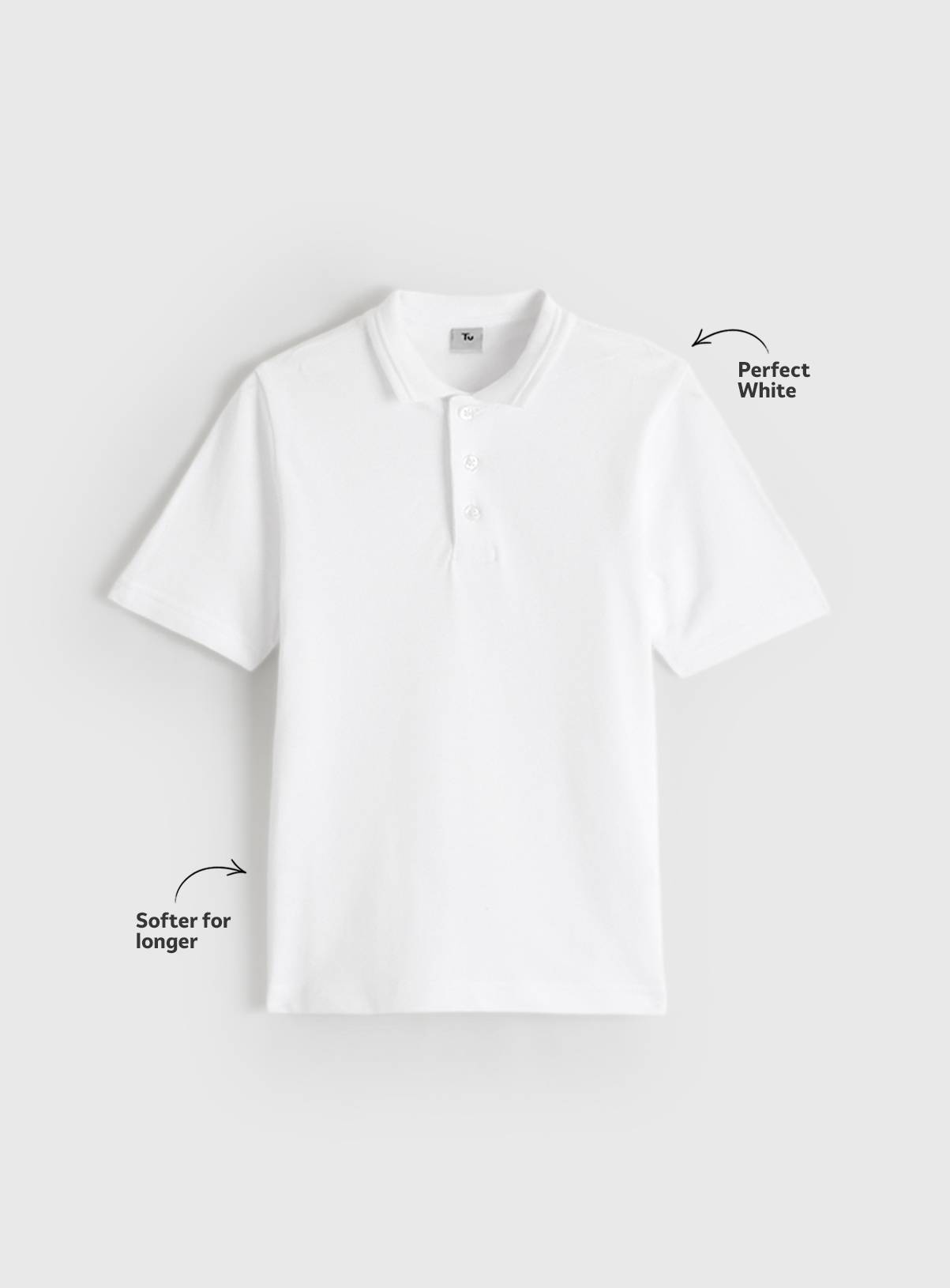 White Cotton Slim Fit Polo Shirts 2 Pack 14 years - Image 2