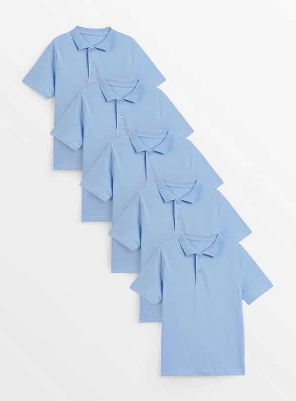 5 Pack Blue Unisex Polo Shirts 8 years