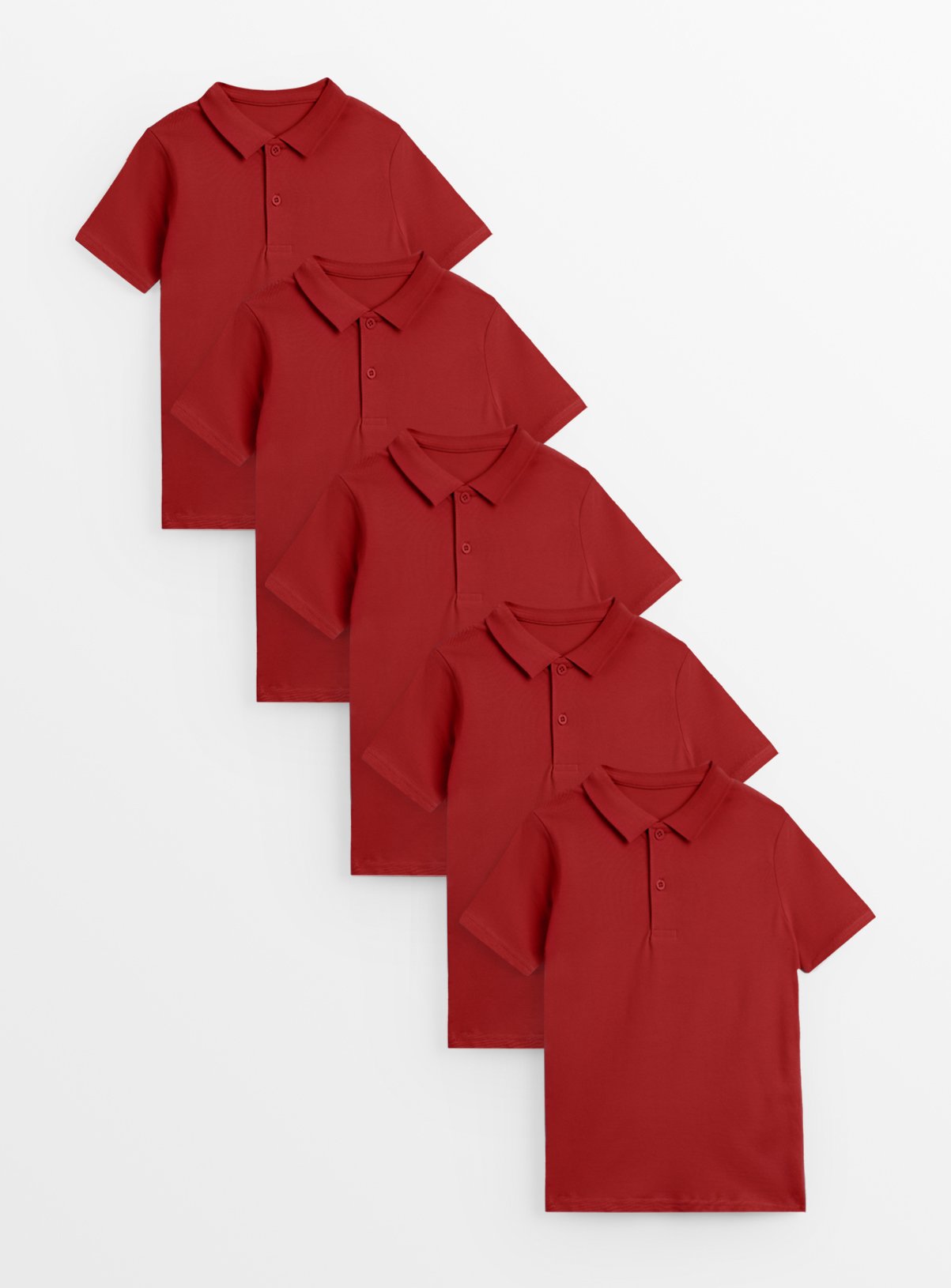 5 Pack Red Unisex Polo Shirts 5 years - Image 1 thumbnail