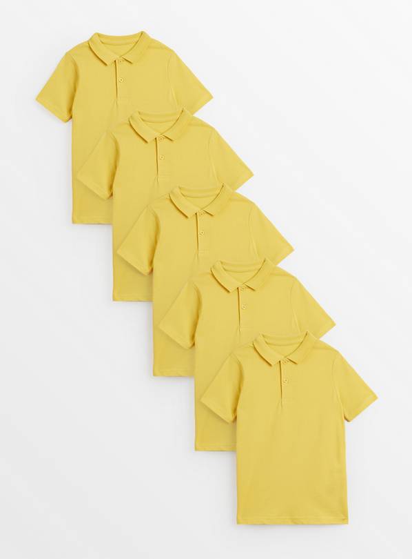 Yellow Unisex Polo Shirt 5 Pack 7 years