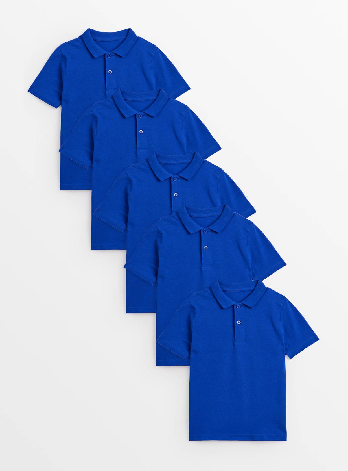 5 Pack Denim Blue Unisex Polo Shirts 7 years - Image 1