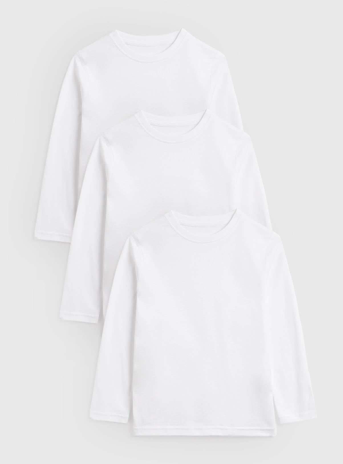 Perfect White Cotton Crew Neck Long Sleeve T-Shirts 3 Pack 11 years - Image 1
