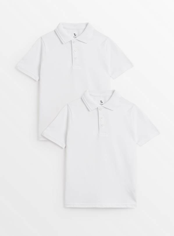 2 Pack Unisex White 'Dress with Ease' Short Sleeve Polo Shirts 3 years