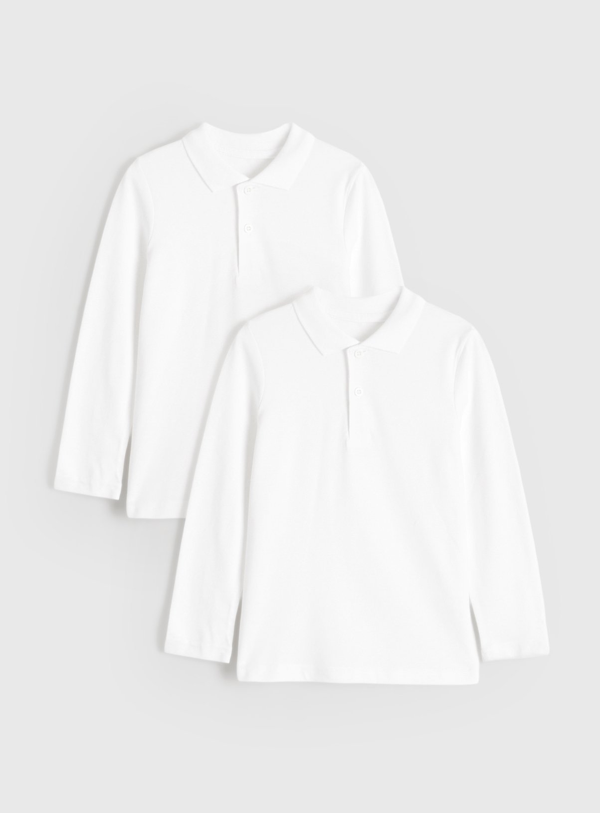 White Cotton Piqué Long Sleeve Polo Shirts 2 Pack 5 years - Image 1 thumbnail