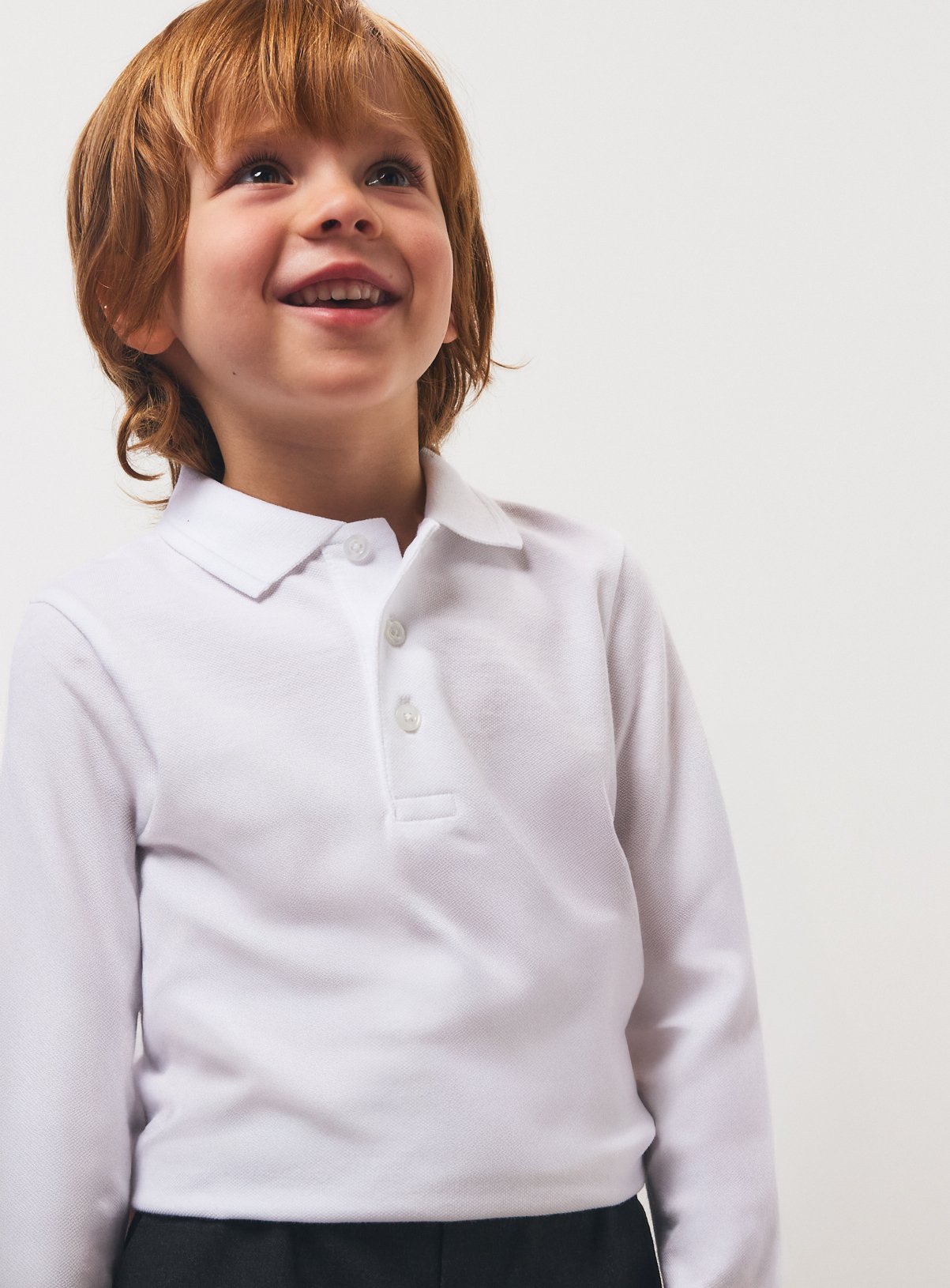 White Cotton Piqué Long Sleeve Polo Shirts 2 Pack 5 years - Image 2 thumbnail