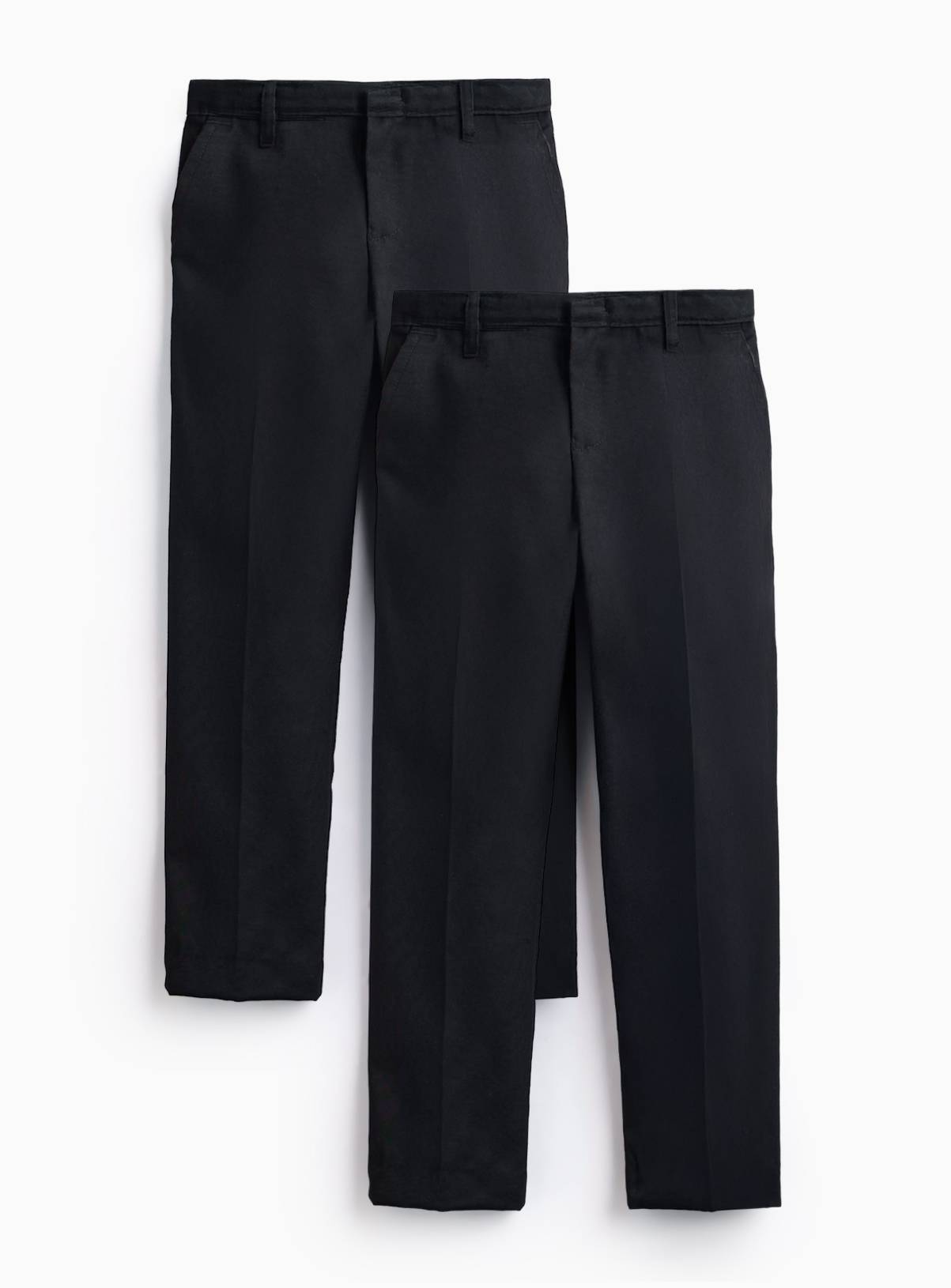Black Polyester Reinforced Knees Extendable Hems Longer Leg Trousers 2 Pack 6 years - Image 1