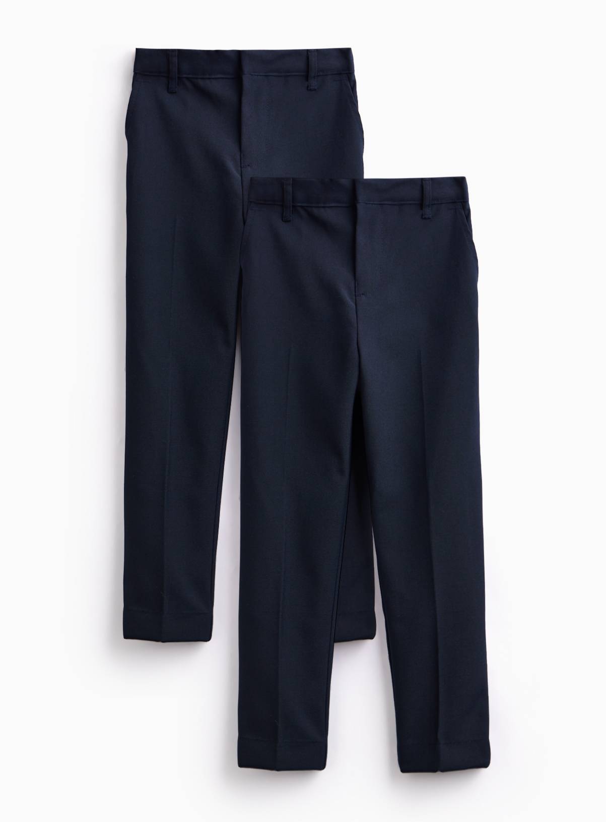 2 Pack Navy Trousers with Reinforced Knees & Extendable Hems Longer Leg 11 years - Image 1