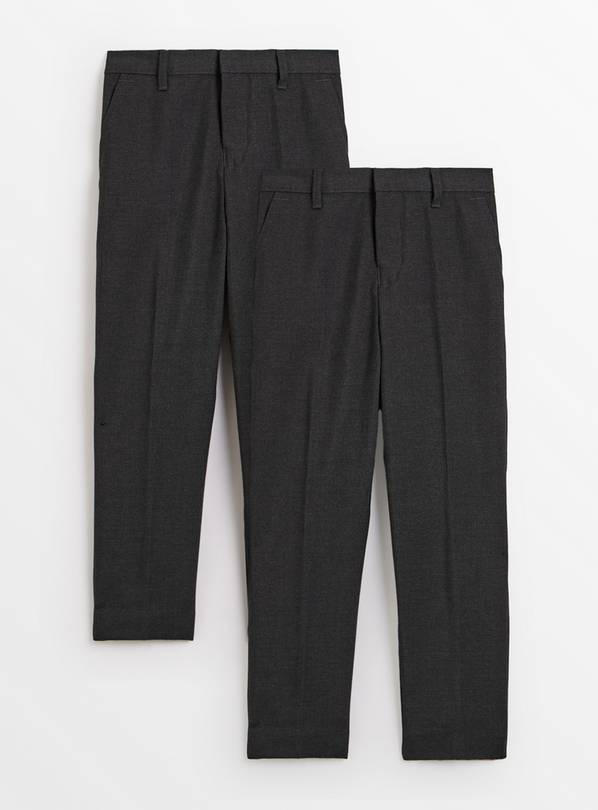 2 Pack Grey Trousers with Reinforced Knees & Extendable Hems Longer Leg 7 years