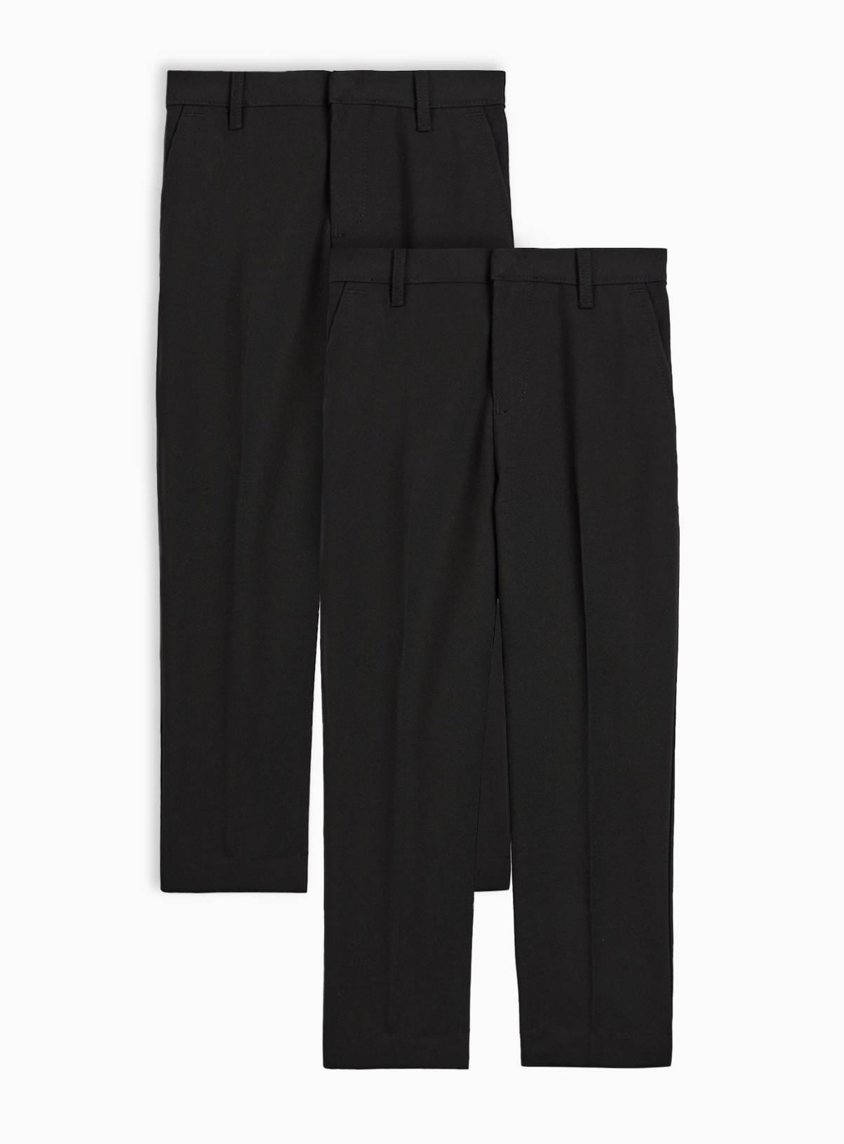 Black Woven Reinforced Knee Extendable Hem Trousers 2 Pack 16 years - Image 1