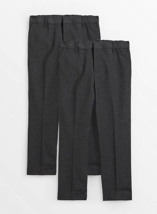 2 Pack Grey Woven Trousers with Reinforced Knees & Extendable Hem  6 years