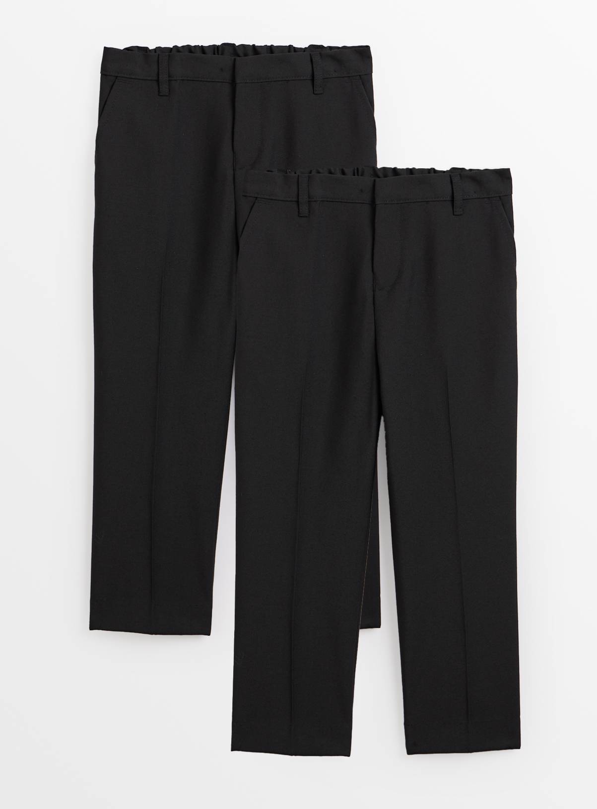 Black Polyester Viscose Reinforced Knee Generous Fit Trousers 2 Pack 12 years - Image 1