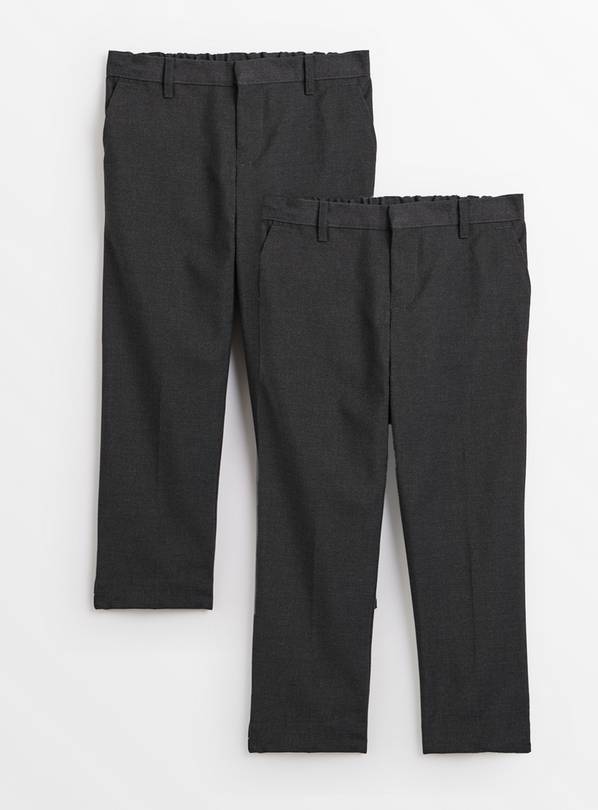 2 Pack Grey Trousers with Reinforced Knees & Extendable Hems Generous Fit 7 years