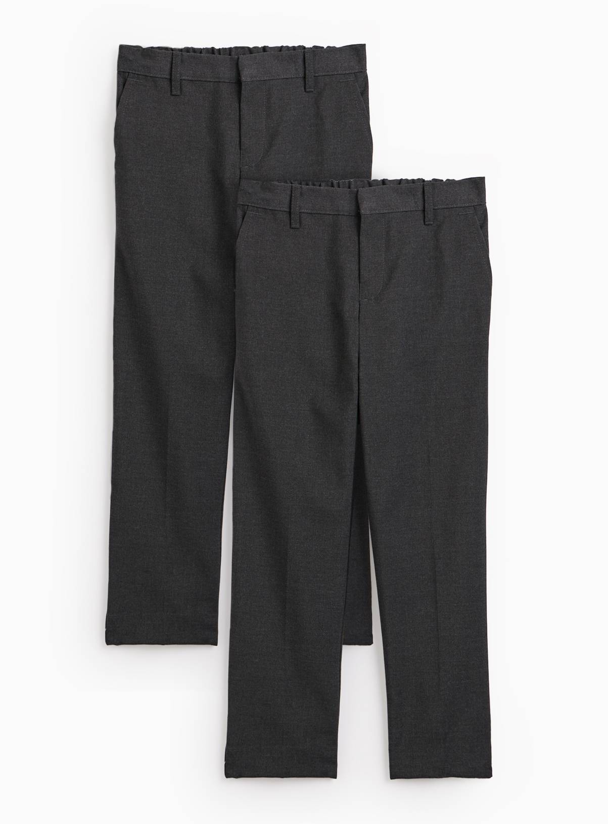 2 Pack Grey Trousers with Reinforced Knees & Extendable Hems Generous Fit 5 years - Image 1