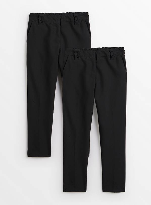 2 Pack Black Trousers with Reinforced Knees & Extendable Hem  11 years