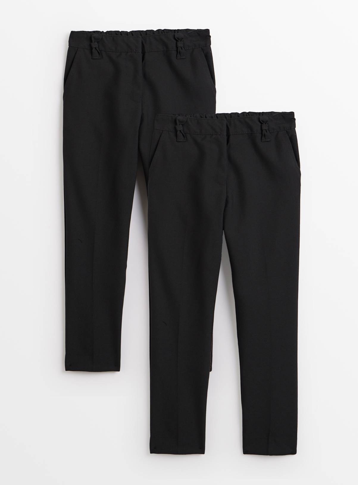Black Woven Reinforced Knee Extendable Hem Trousers 2 Pack 7 years - Image 1